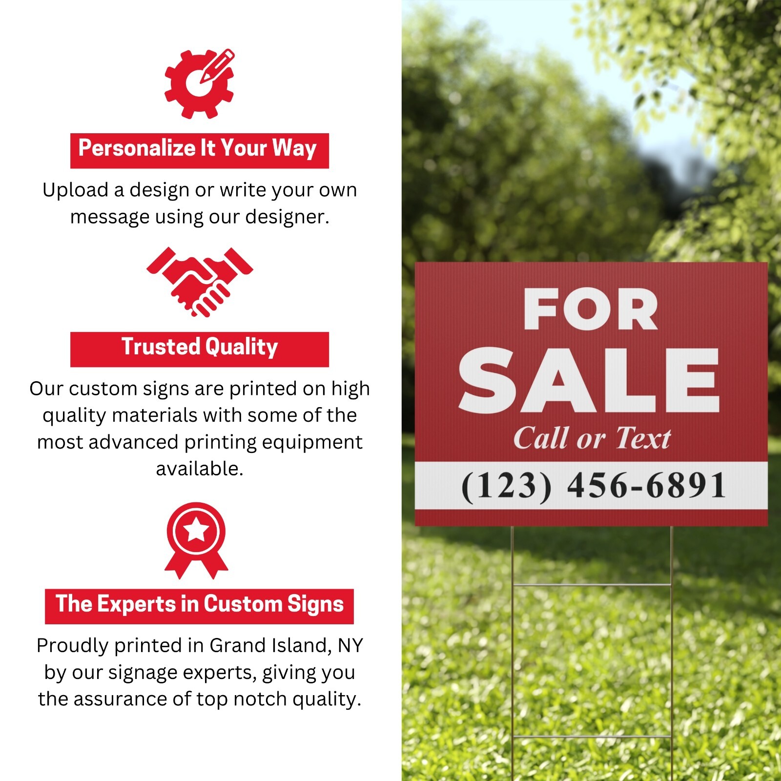Custom Yard Signs with Stake – Personalized Blank Corrugated Lawn Sign 18×24