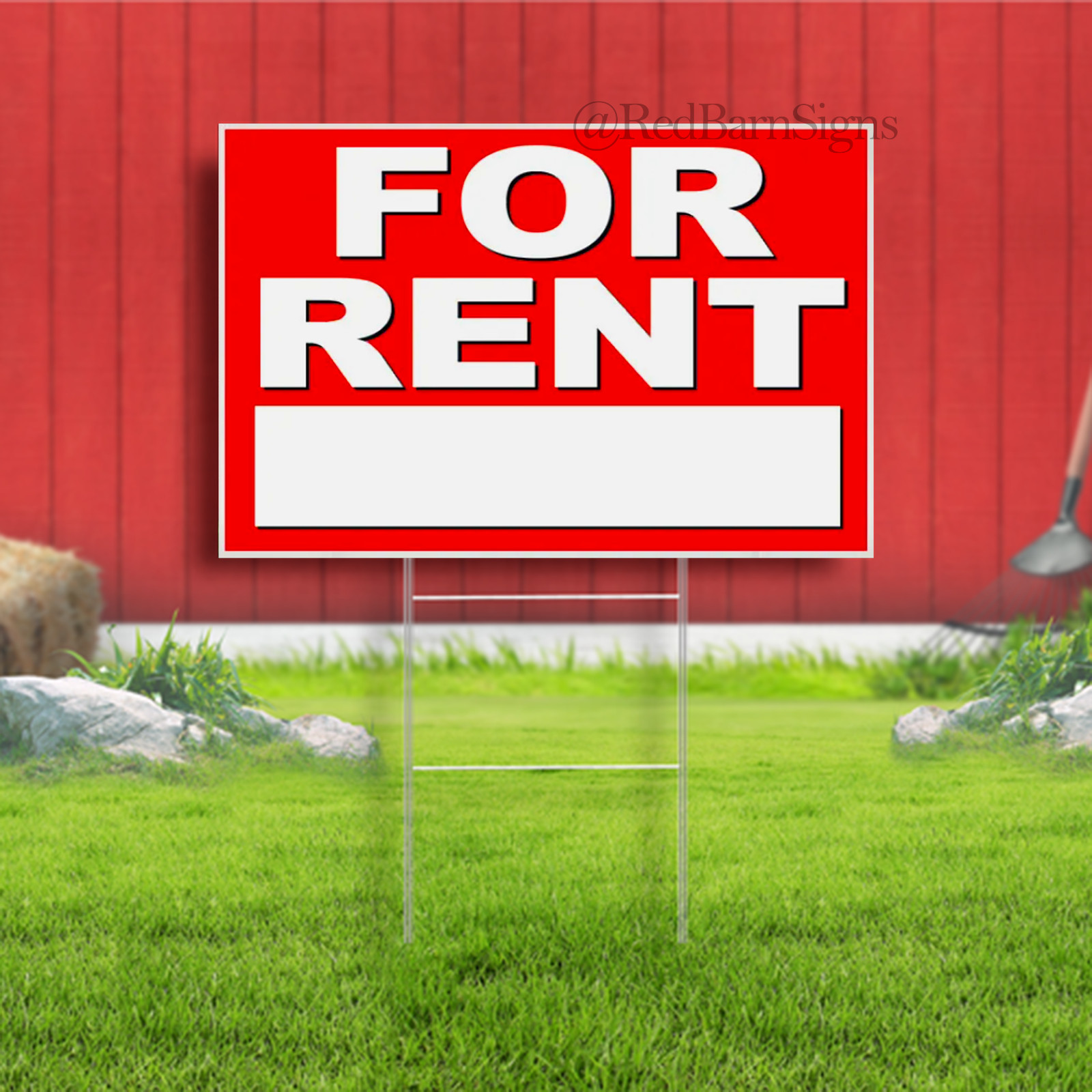 18×12 Inch FOR RENT Yard Sign with Stake – rb1s