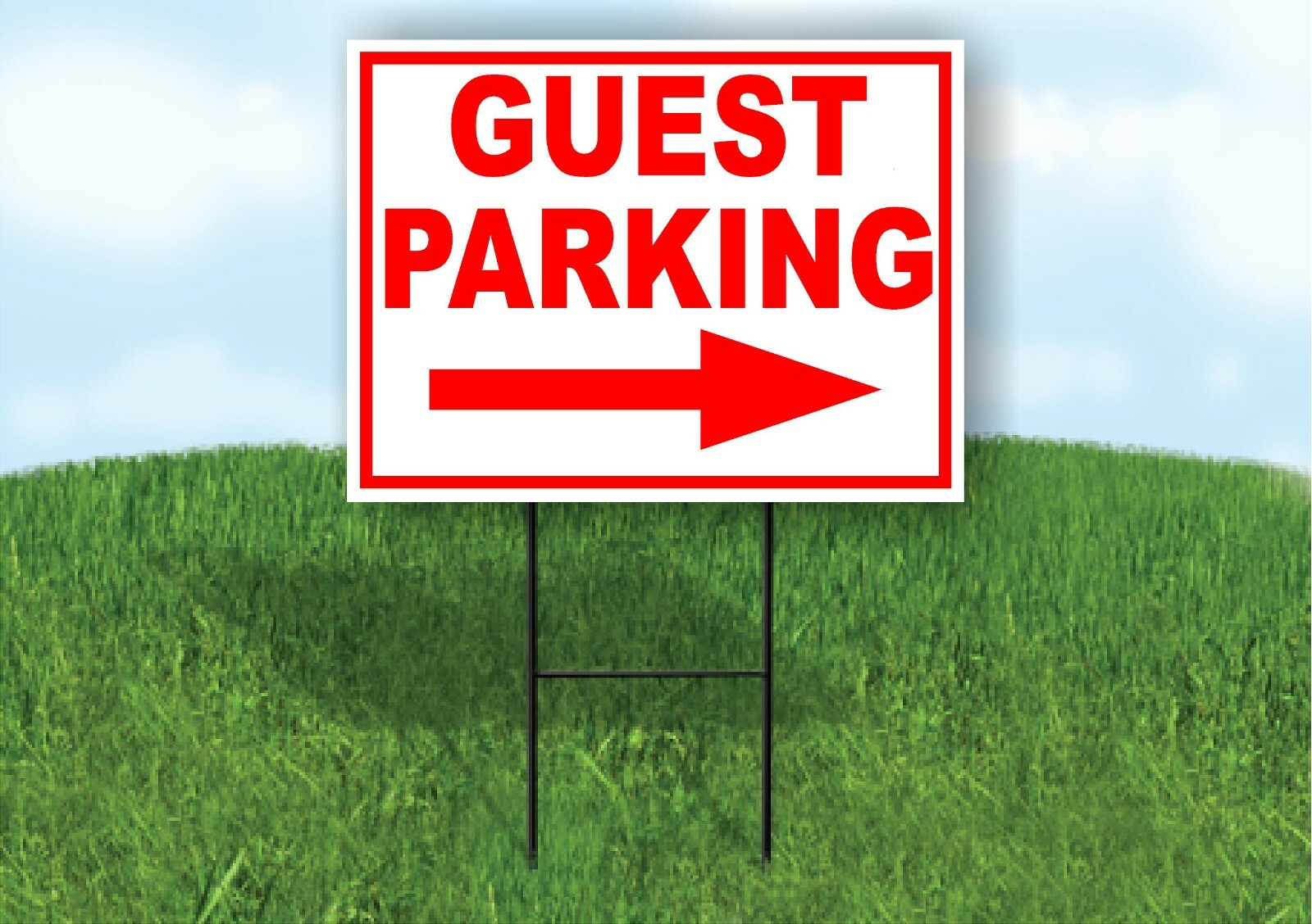 GUEST PARKING RIGHT arrow red Yard Sign Road with Stand LAWN SIGN Single sided