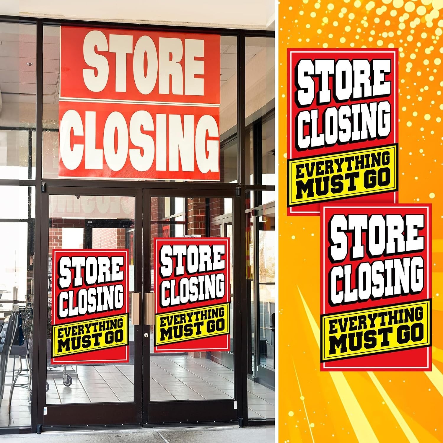 2 Pcs Store Closing Sign Poster Everything Must Go Advertising Banner Going Out