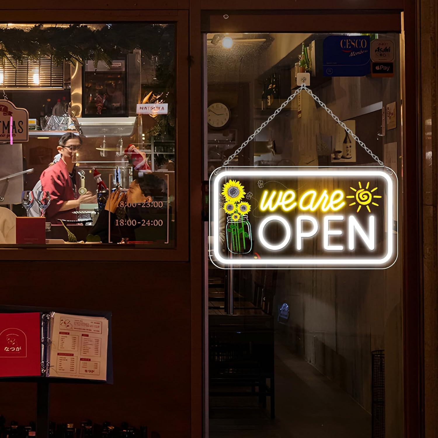 LED Neon Open Sign 16.5x9in Business Window Light Decor