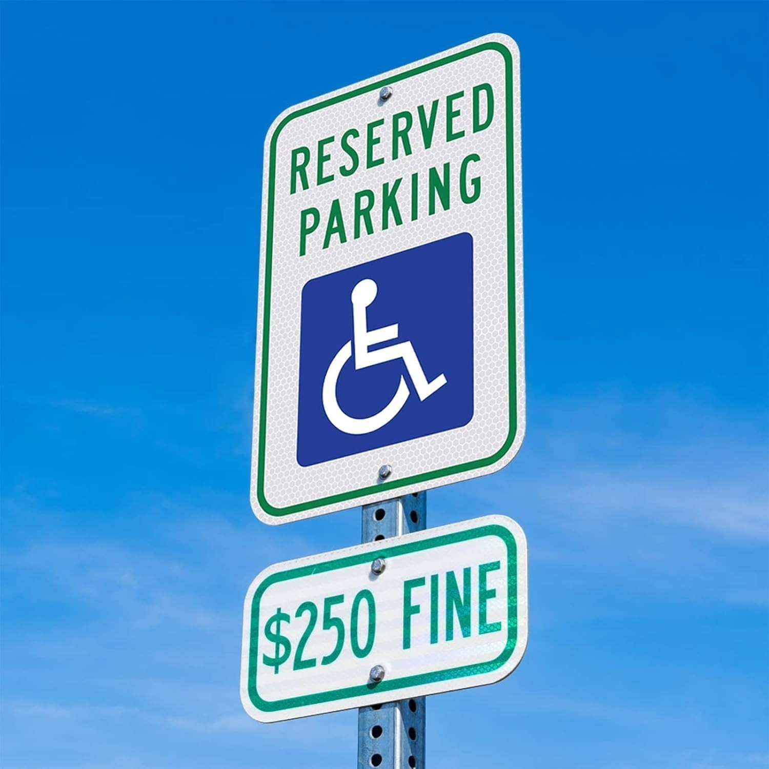 2pcs Aluminum Handicap Sign – Reflective Blue, 18x12in
