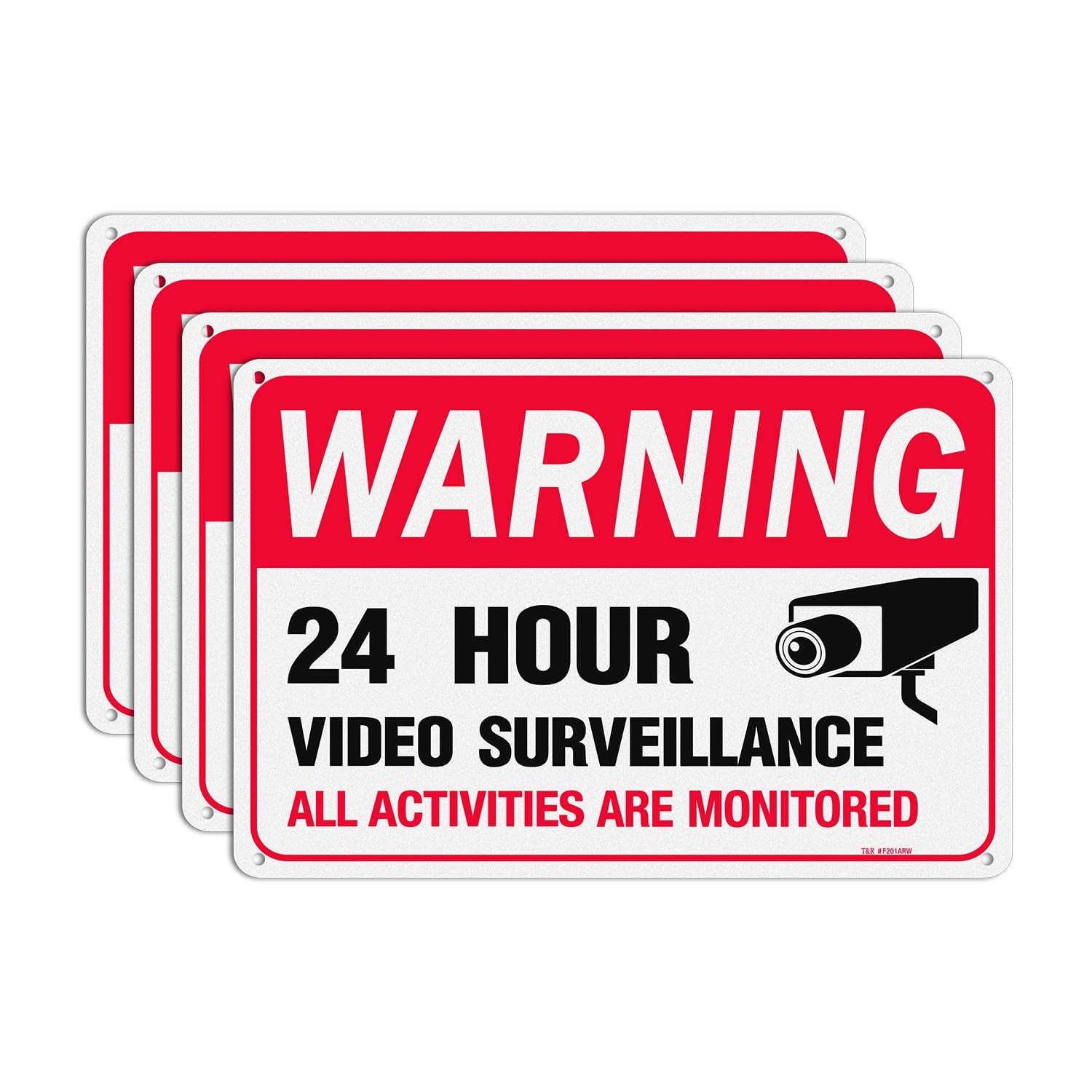 Video Surveillance Sign, All Activities Are Monitored – 4 Pack – 12 x 8 Inche…