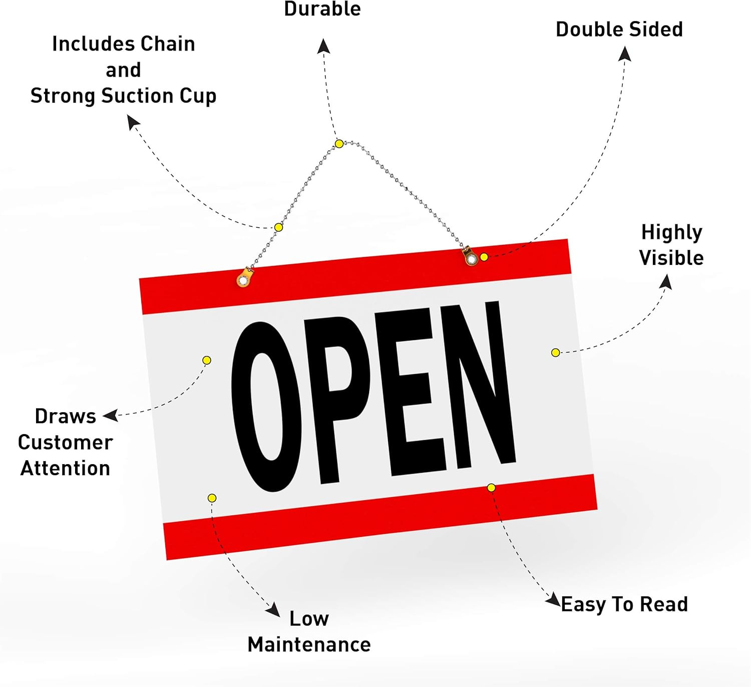 Open Closed Sign for Business – Ideal Office Hours Sign for Glass Door or Window