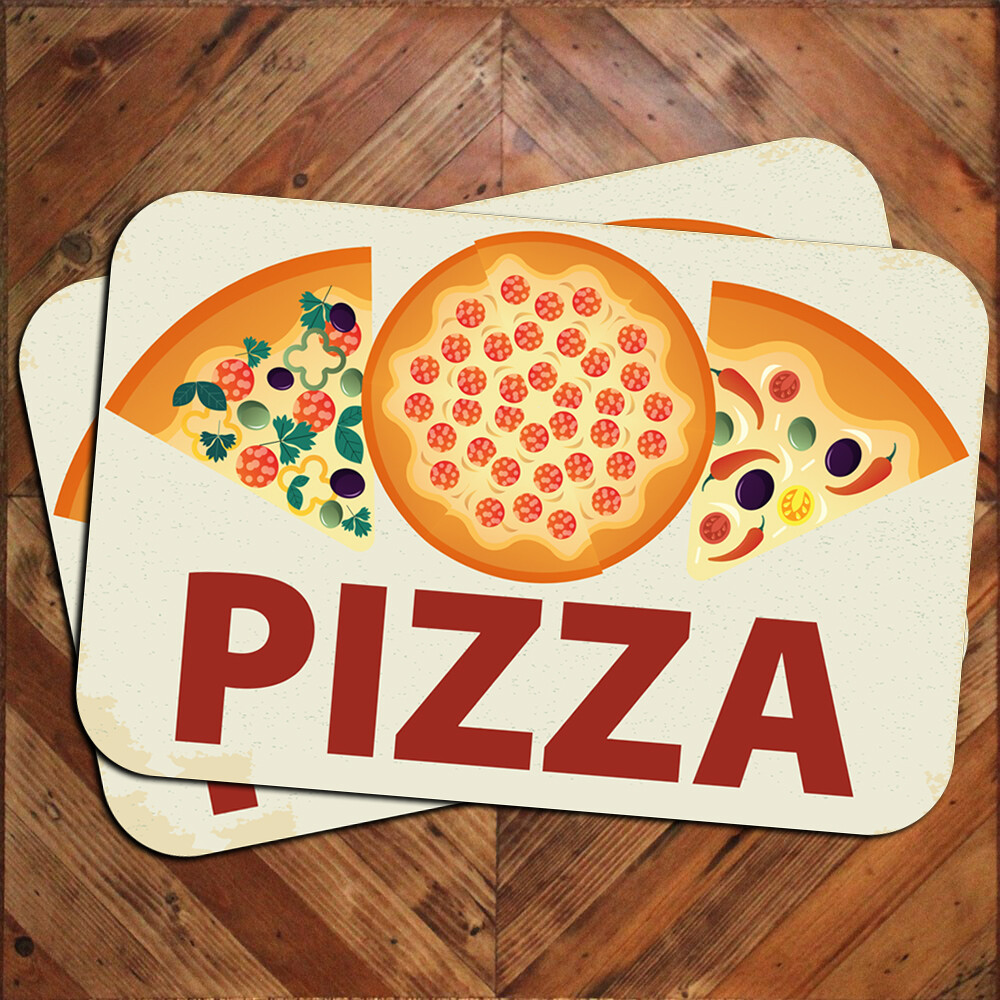 Pair of PIZZA Generic Vehicle Car Door Magnets Street Food Truck Vendor Signage