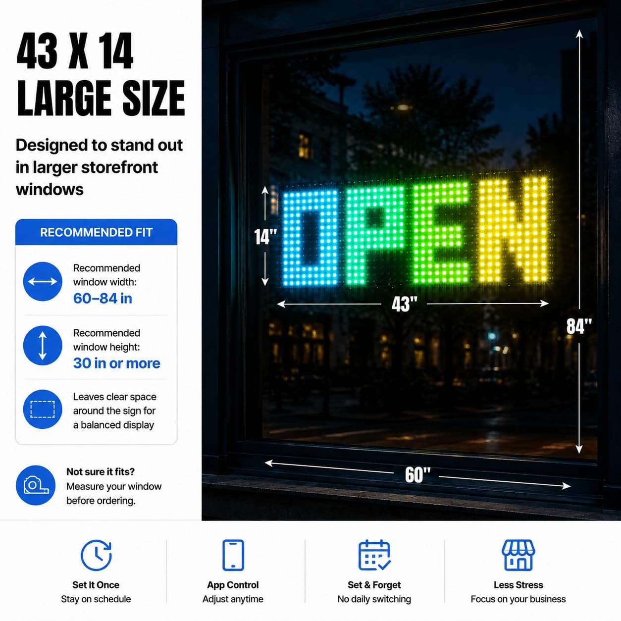43″ x 14″ Open Sign for Business, Large RGB LED Open Sign with App & Remote C…