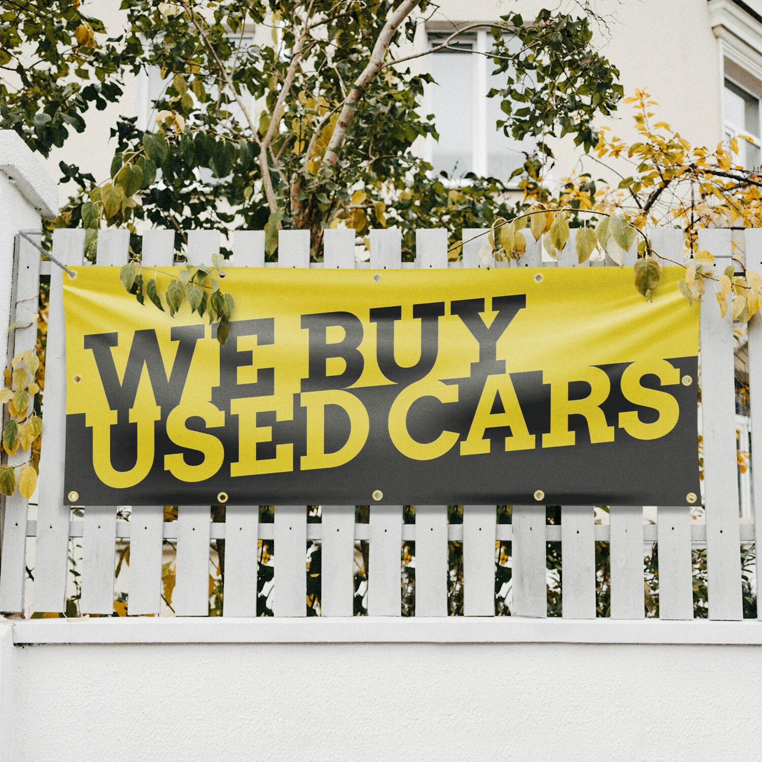 We Buy Used Cars Vinyl Banner Sign with Metal Grommets Heavy-Duty Single-Sided