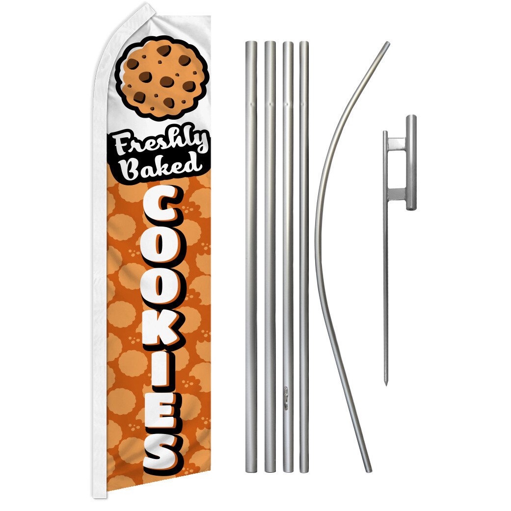 Freshly Baked Cookies Swooper Feather Advertising Flag Kit Concessions Food