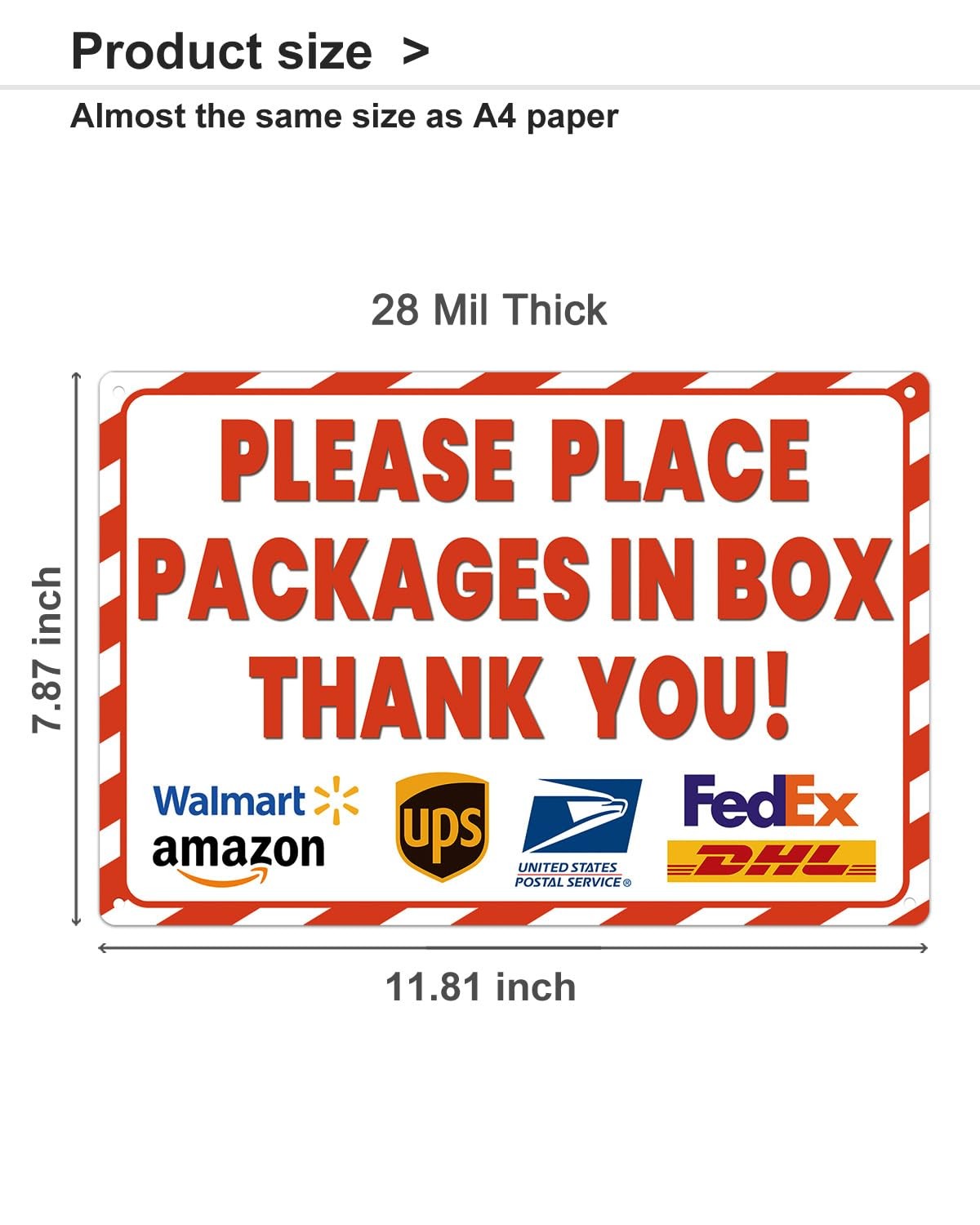 8×12 Inch Rust-Free Aluminum Package Delivery Sign for Outdoor Use – Please P…