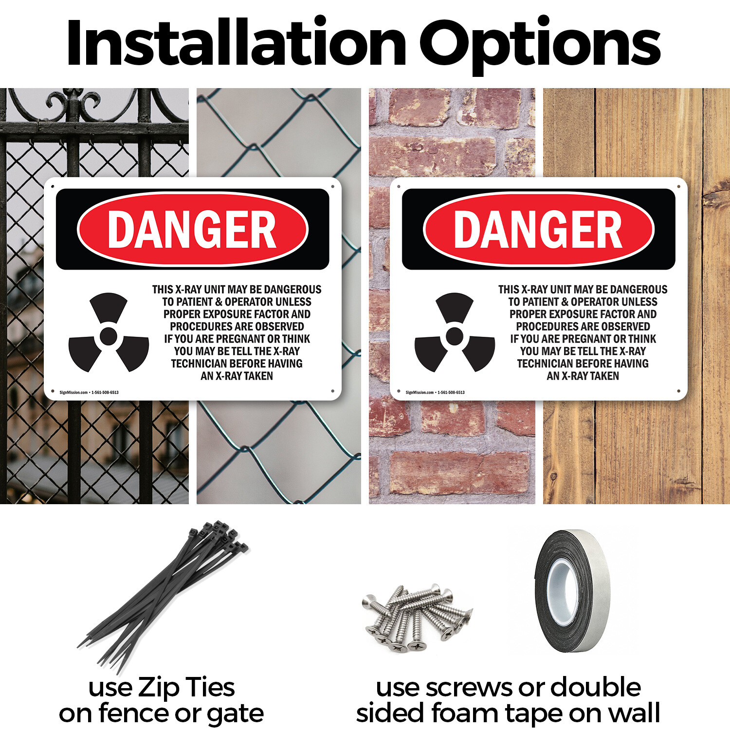 (2 Pack) This X-Ray Unit May Be Dangerous OSHA Danger Sign Decal Metal Plastic