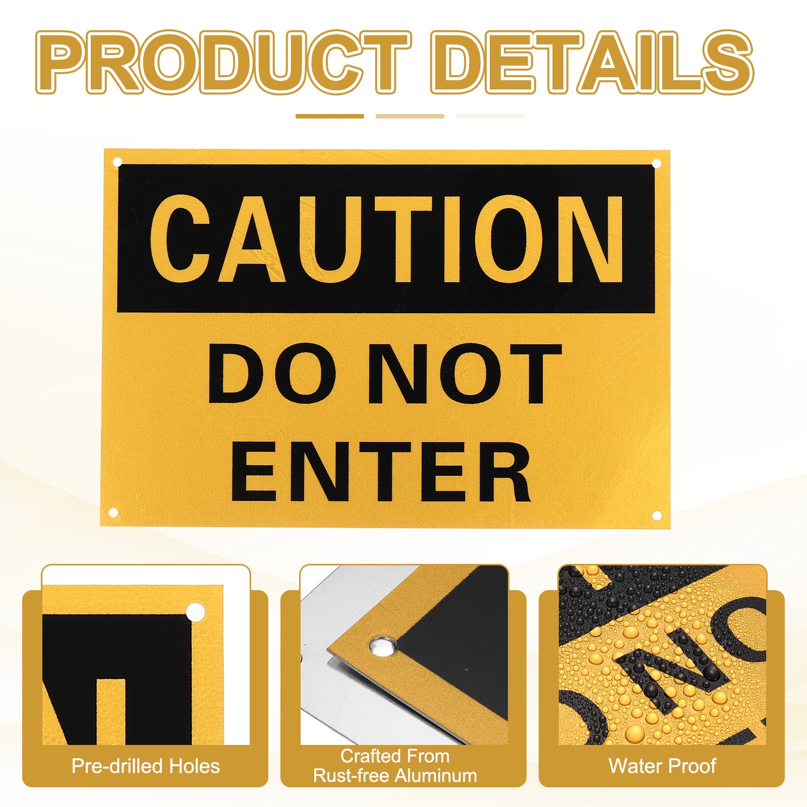 2 Pcs Caution Do Not Enter Sign, 12 x 8 Inch & Aluminum