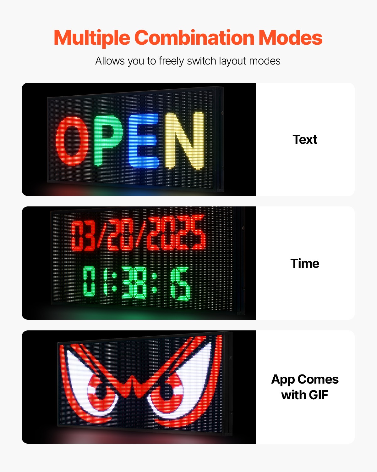 VEVOR 40×18 in Programmable LED Sign Digital Scrolling Display Board P6