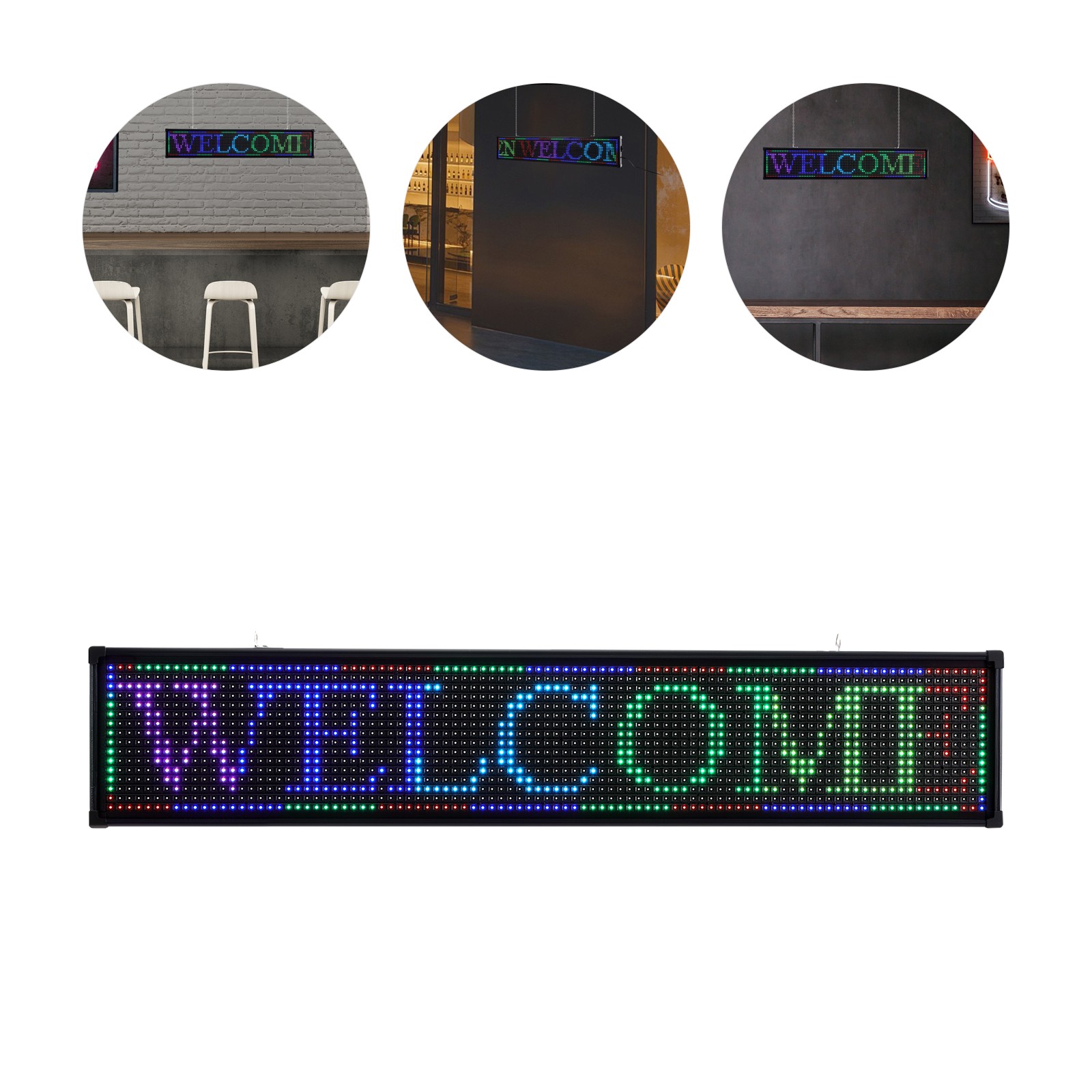 LED Sign 40″ X 8″ Scrolling Message Display Board 7 Color Programmable