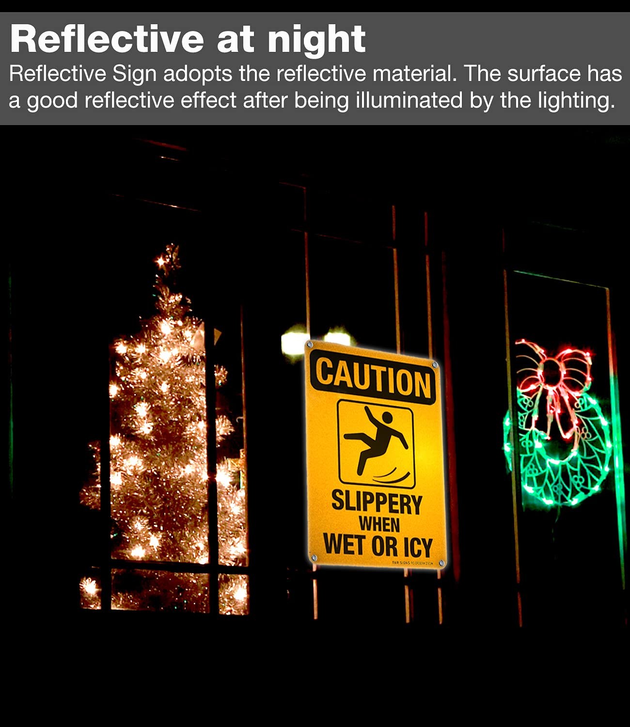 2 Pack Slippery When Wet Or ICY Sign, Caution Sign, 10″ x 7″ Rust Free, UV Prote
