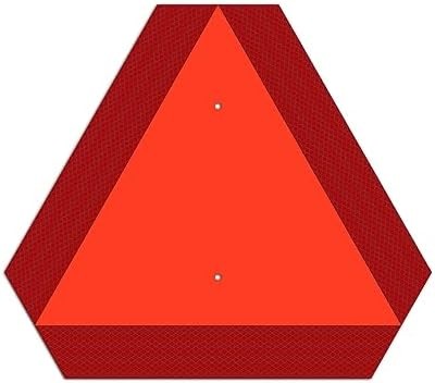 T&R Metal Slow Moving Vehicle Sign, Safety Triangle Sign – 14 x16 Inches – Refle
