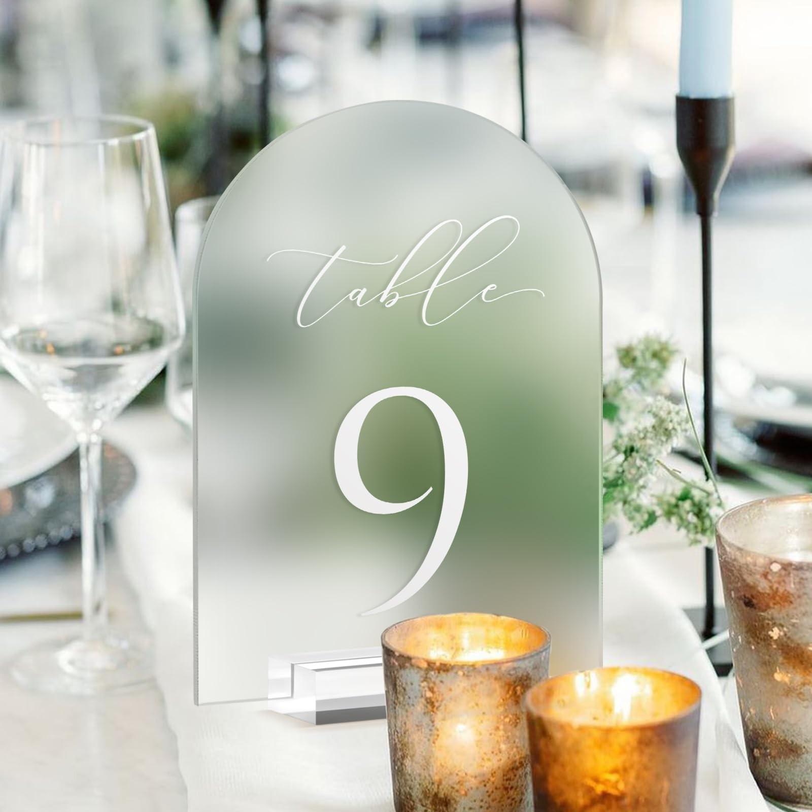 115 Frosted Arched Acrylic 5×7 In Wedding Table Numbers Signs With Stands