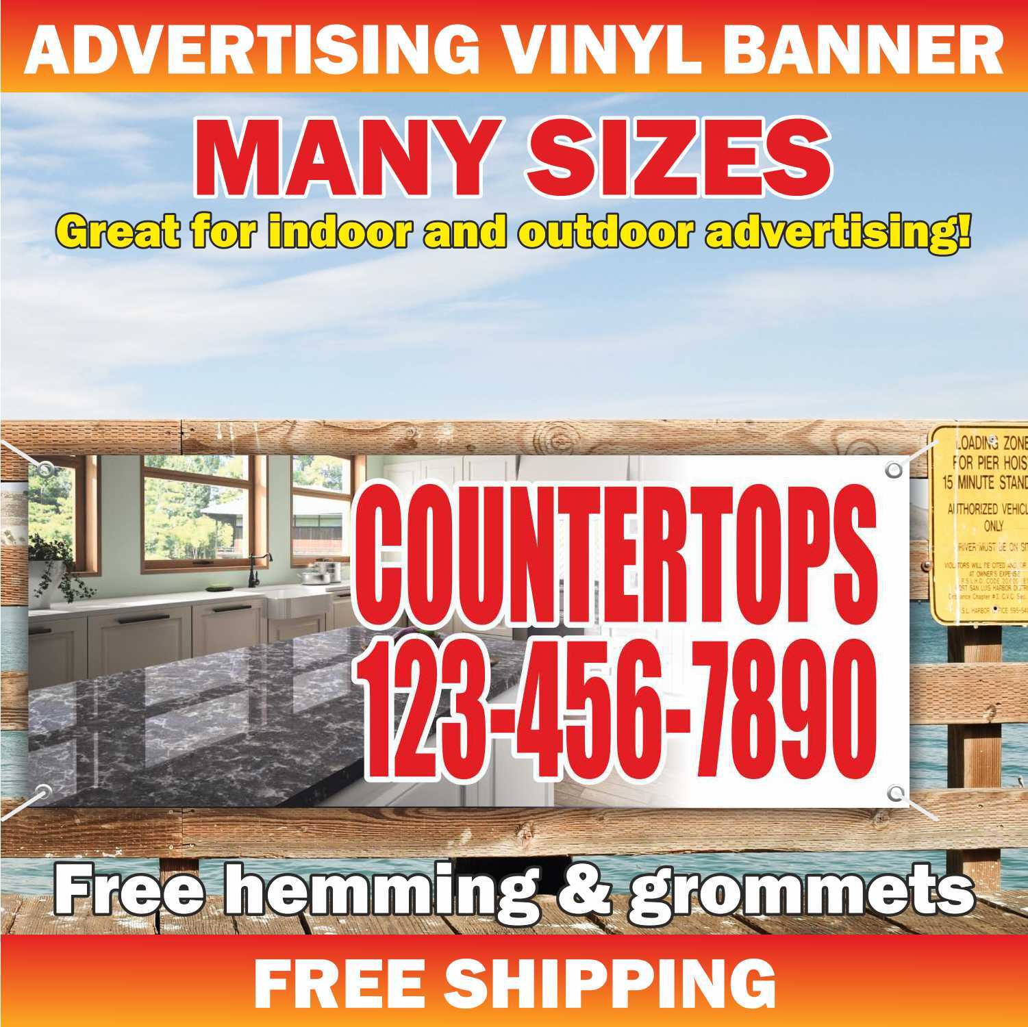 COUNTERTOPS Advertising Banner Vinyl Sign COUNTER-TOPS granite table top kitchen