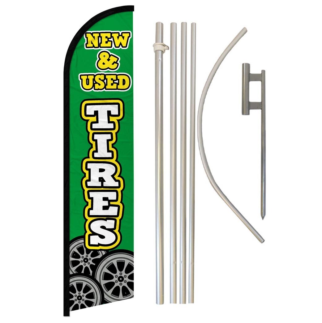New & Used Tires Full Curve Windless Swooper Flag & Pole Kit Tire Sale