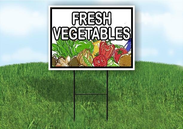 FRESH VEGETABLES Yard Sign Road with Stand LAWN SIGN