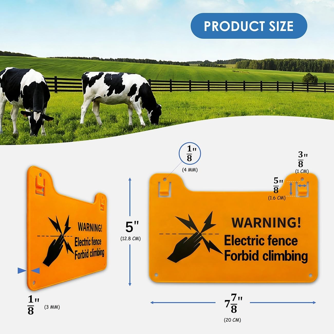 Electric Fence Warning Signs, Yellow Plastic Double-Sided High Voltage Danger…