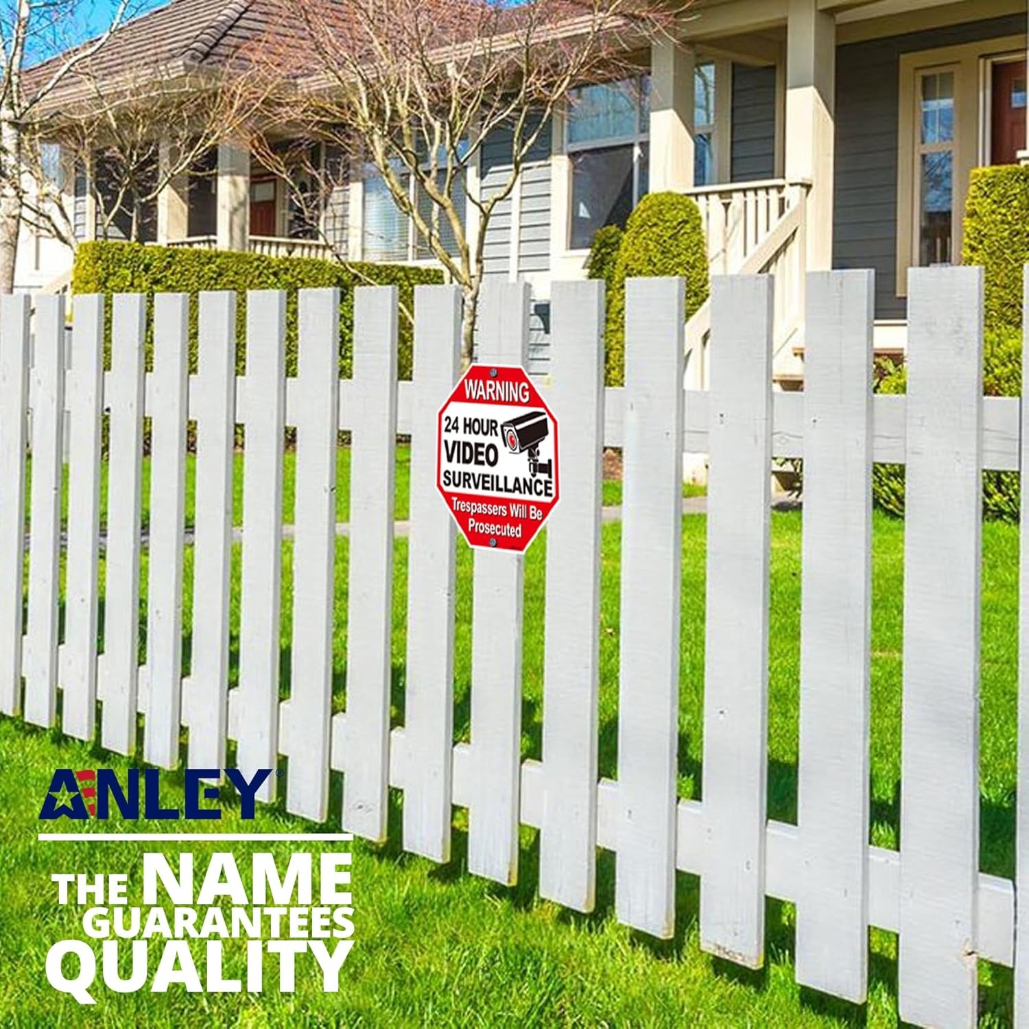 Anley 24 Hour Video Surveillance Signs Aluminum Warning Sign Security Alert