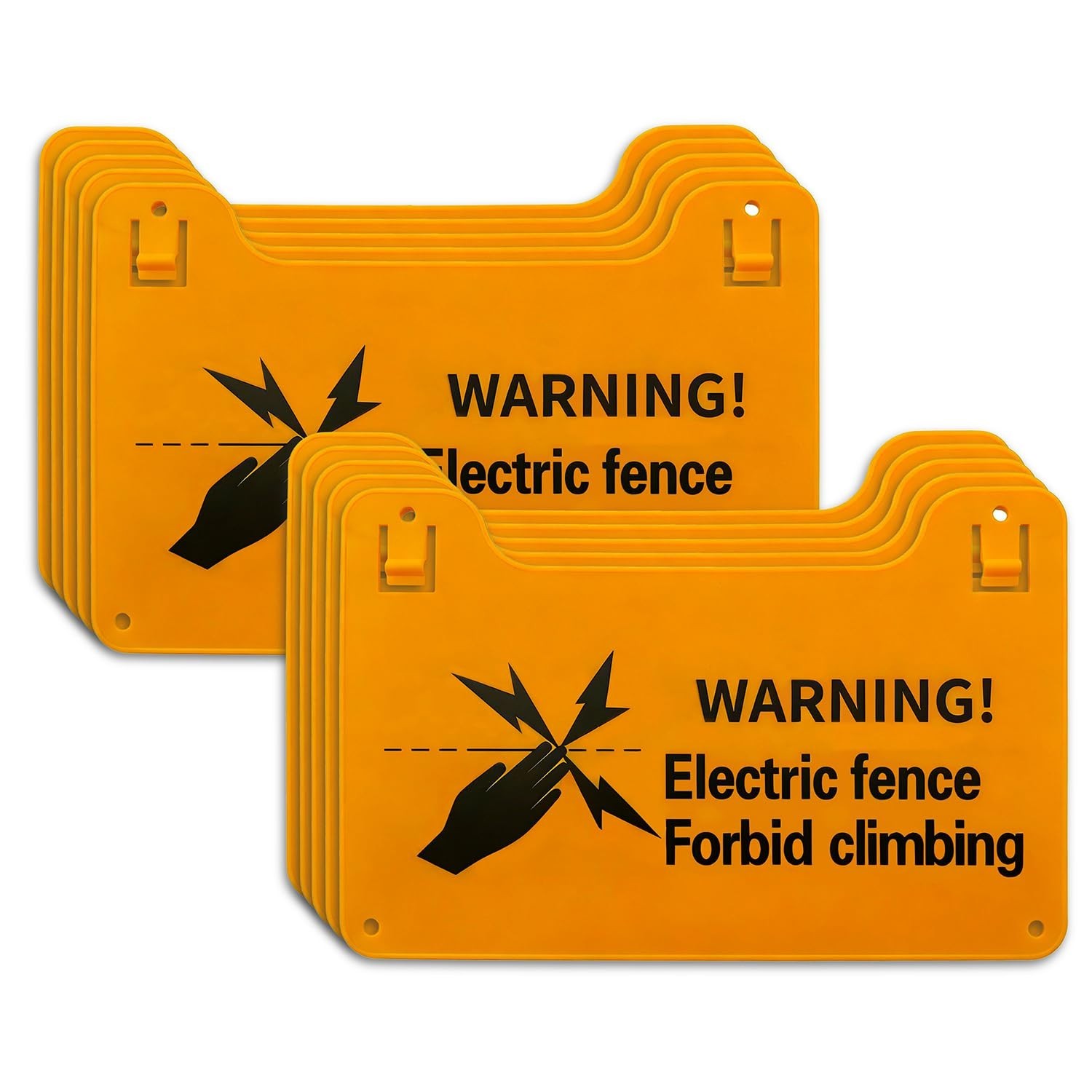 Electric Fence Warning Signs, Yellow Plastic Double-Sided High Voltage Danger…