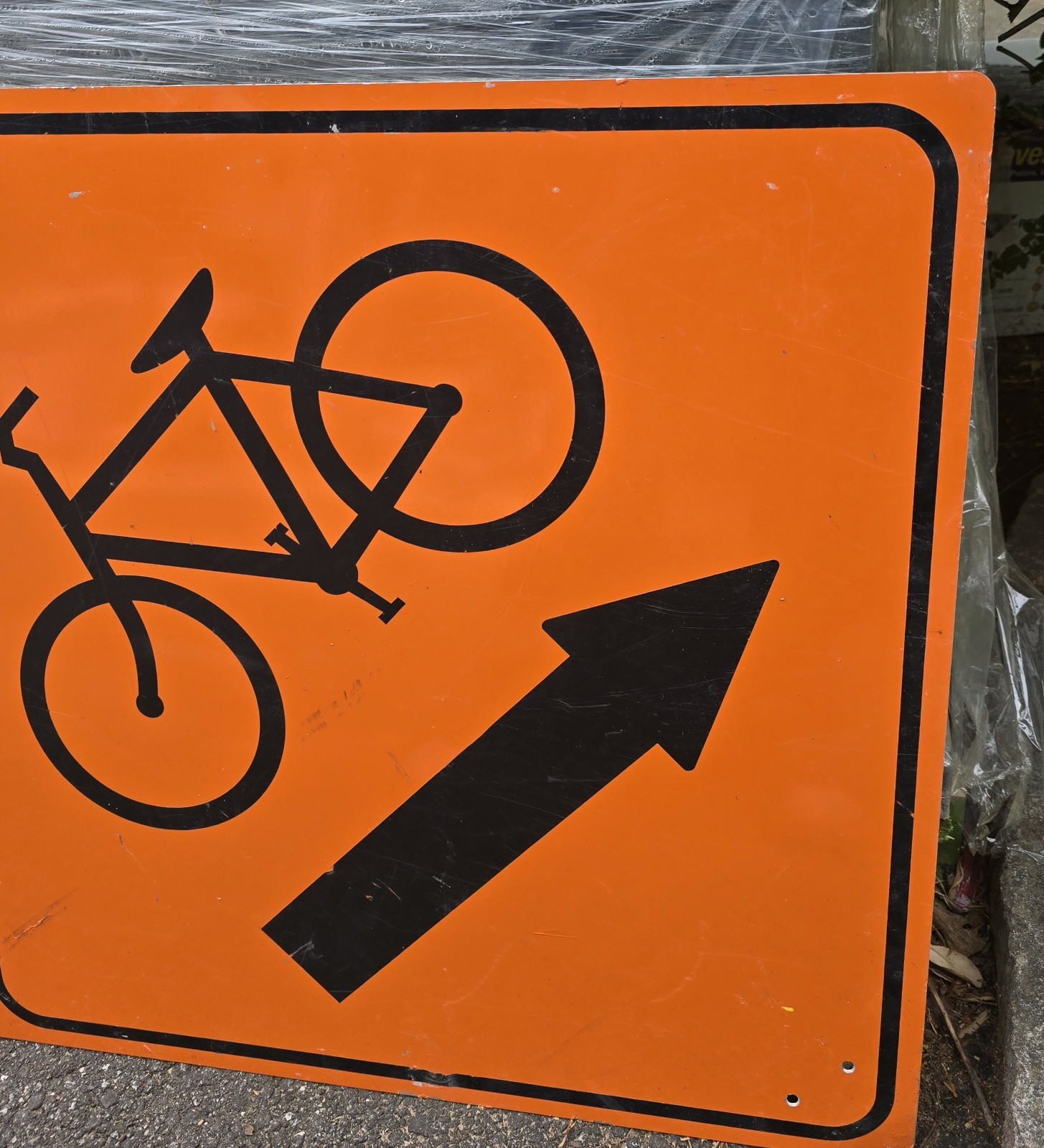 Bicycle Right Arrow Orange Reflective 24″ Street Sign Bike Lane Construction #2