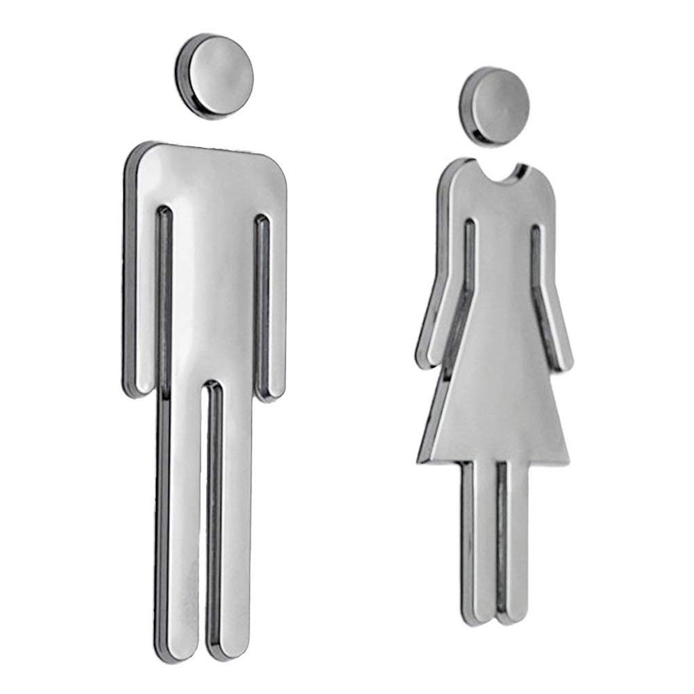 Modern Unisex Bathroom Sign, Men, Women, Toilet, Acrylic, Adhesive, Restroom