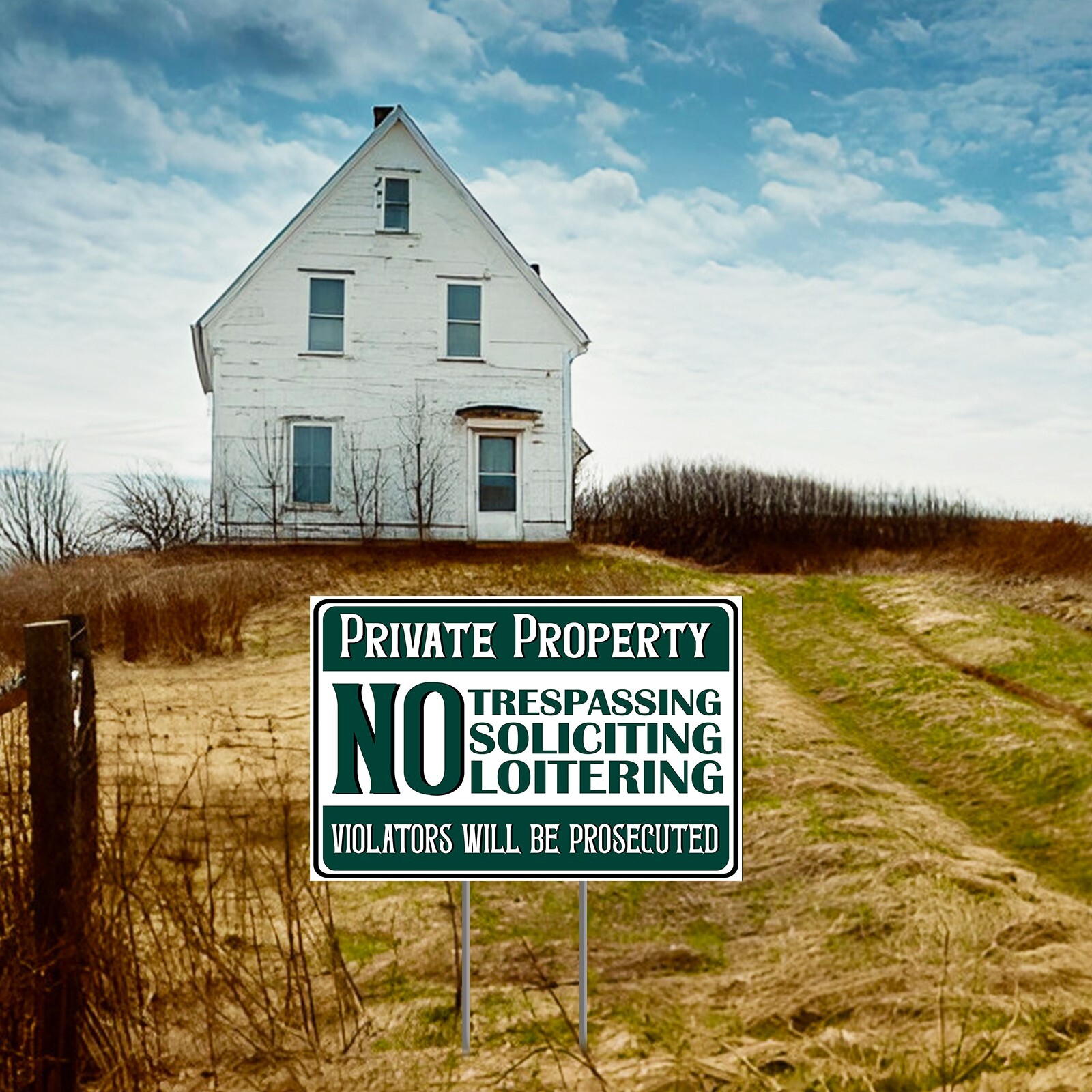 Private Property No Soliciting Loitering Trespassing Yard Sign For Home Garden