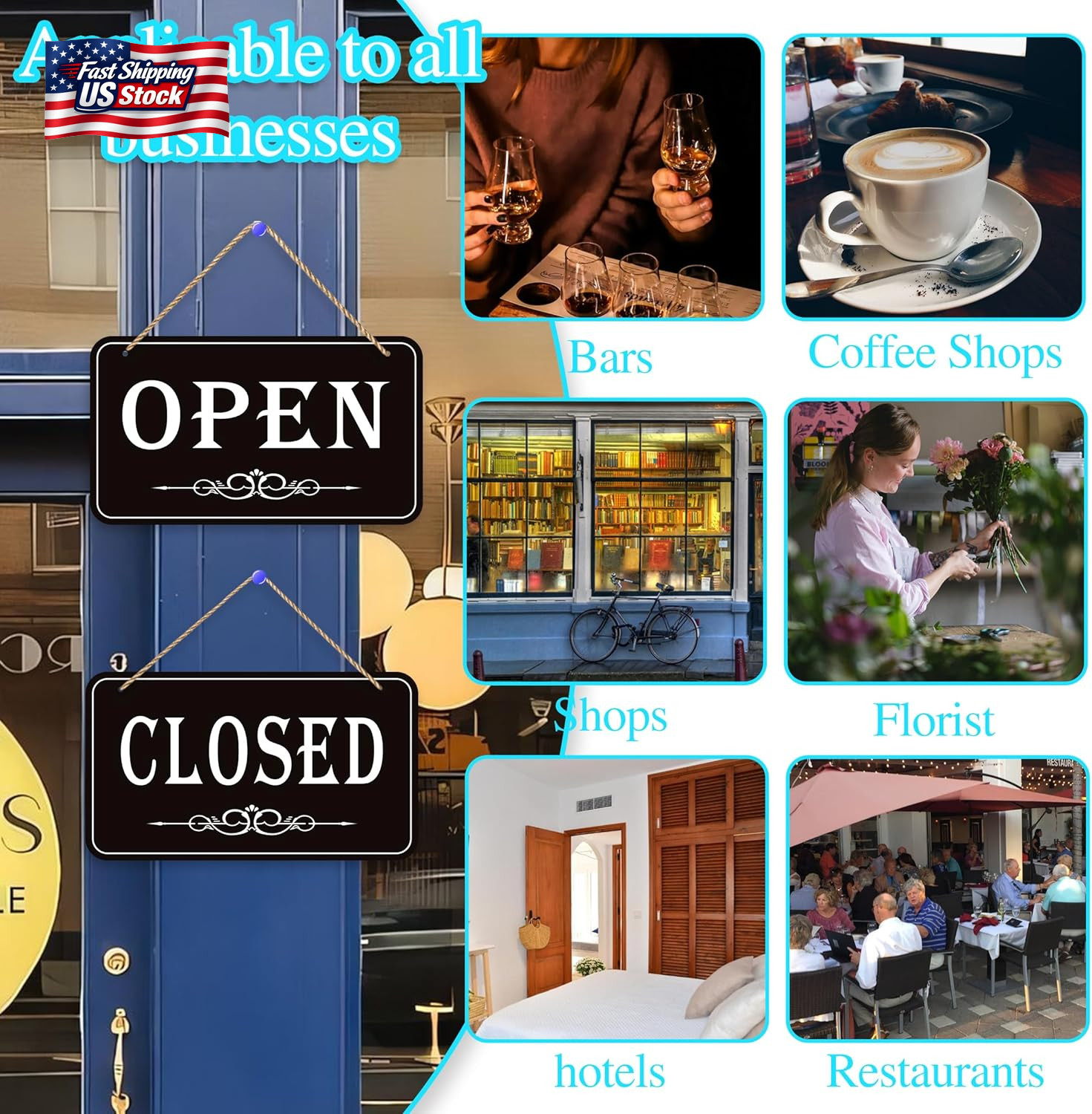 Open Closed Signs for Business, 12X6.7 Waterproof Double Sided Come in or Closed