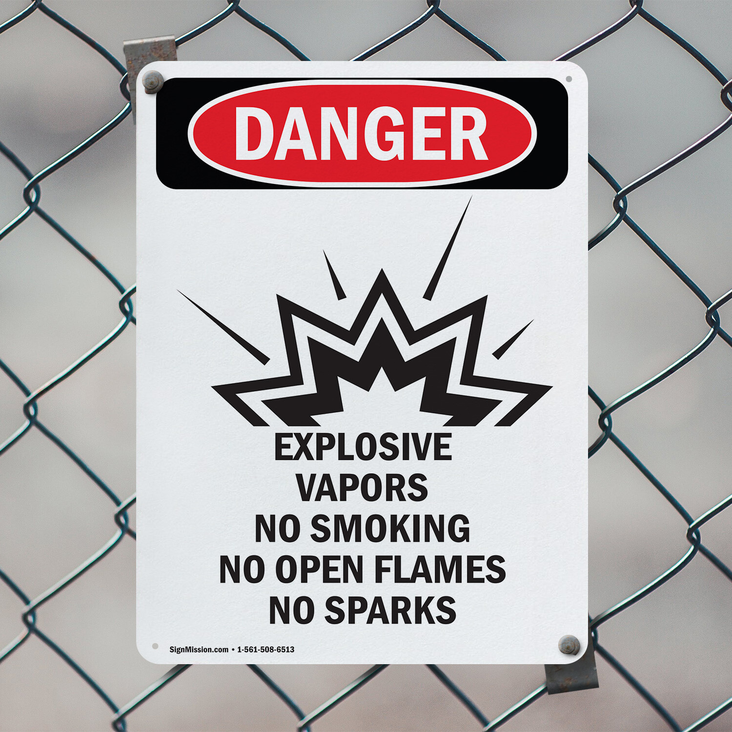 (2 Pack) Explosive Vapors No OSHA Danger Sign Decal Metal Plastic