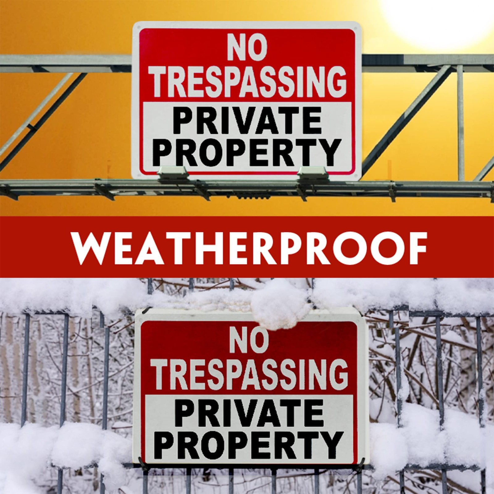 No Trespassing Signs 2 Pack Private Property 10×7 Inch Aluminum