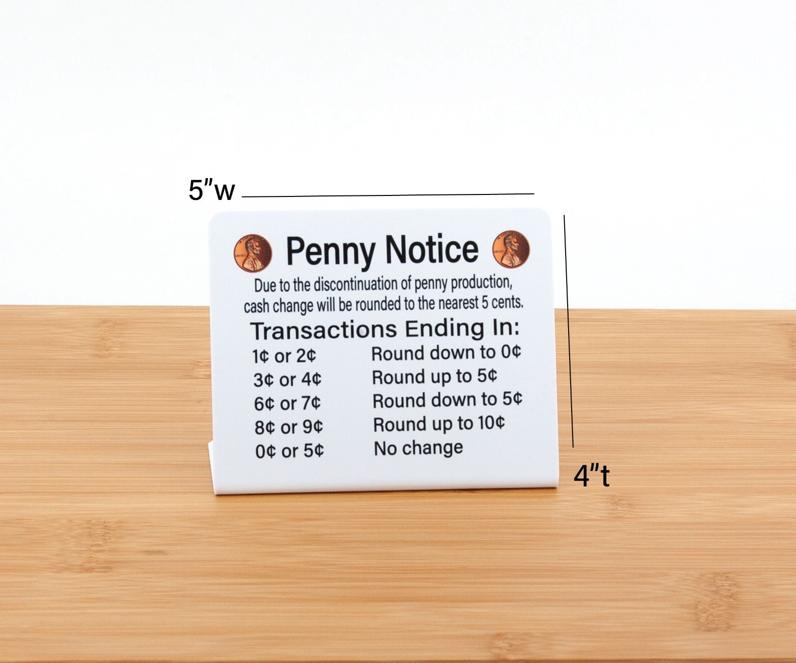 3 Pack Cash Rounding Notice Signs – Penny Rounding Policy to Nearest 5¢