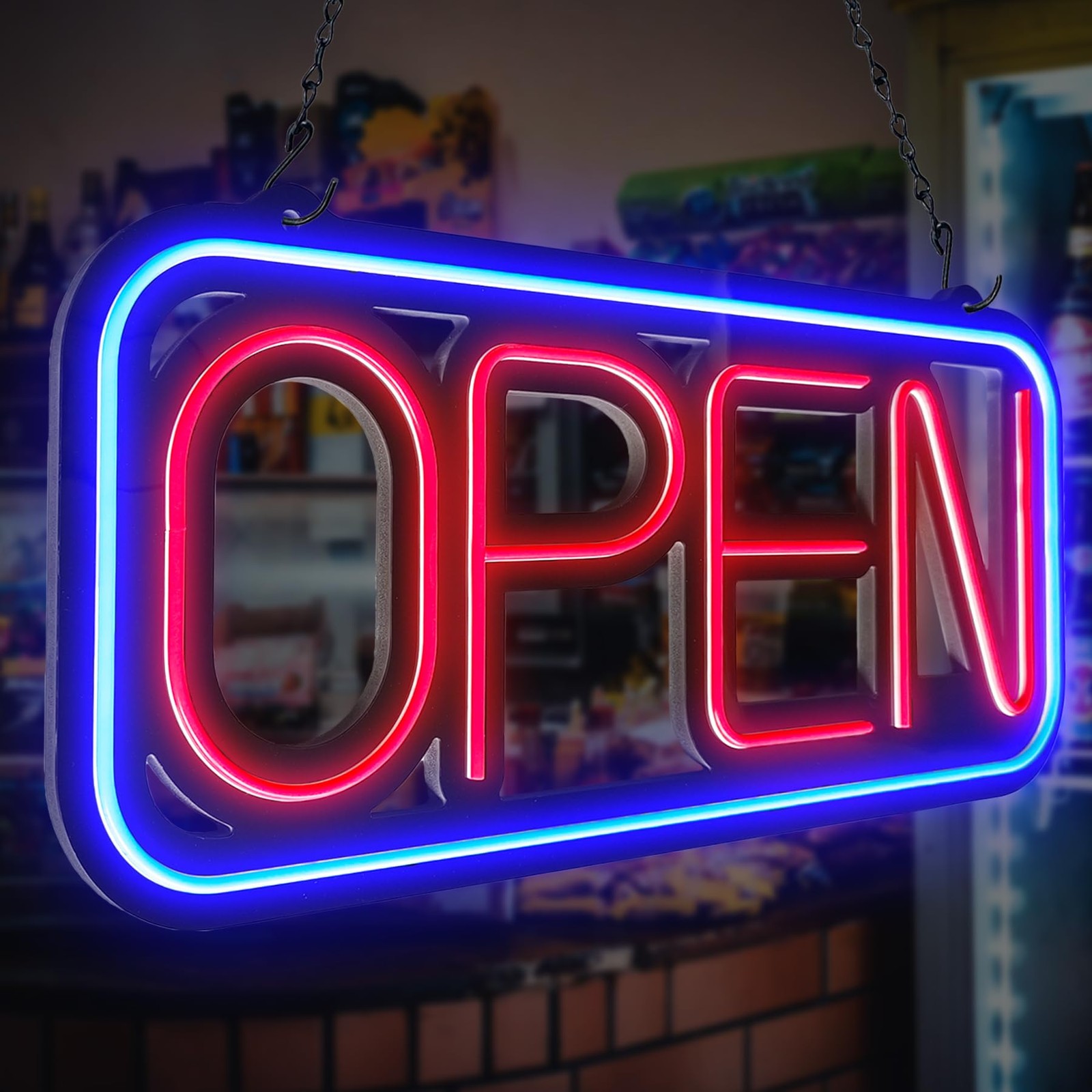 Open Signs for Business,32×16 inch Large Bright Open Sign Neon Led Lighted,Remot