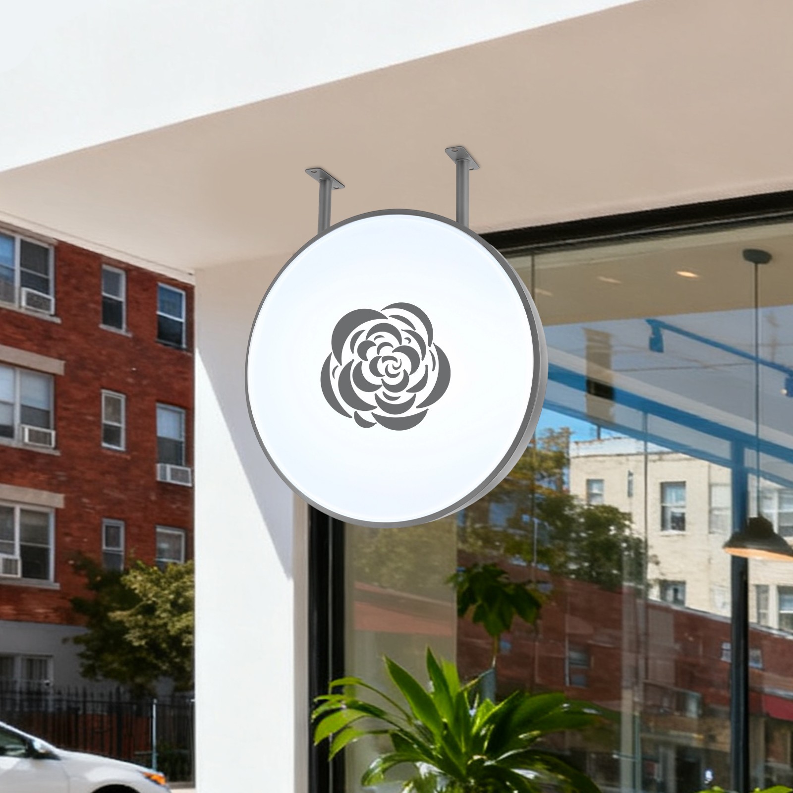 24Inch LED Round Sign Light Box Advertising Projecting Light Box Double Sided