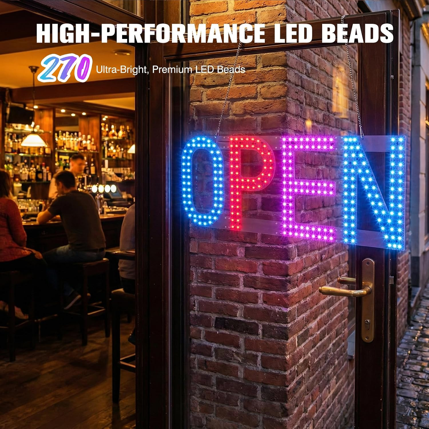 LED Open Sign for Business 40″X14″ Dimmable Large Light up Sign Multi-Color