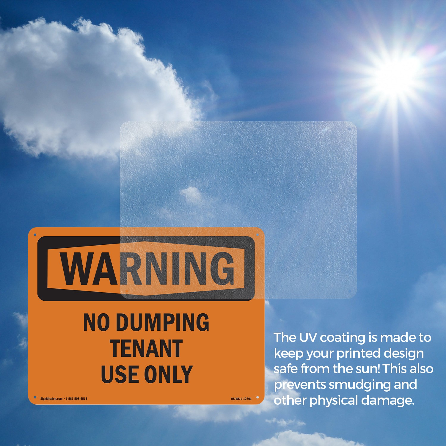 No Dumping Tenant Use Only OSHA WARNING Sign Metal, Plastic, Decal 5 or 10 Pack