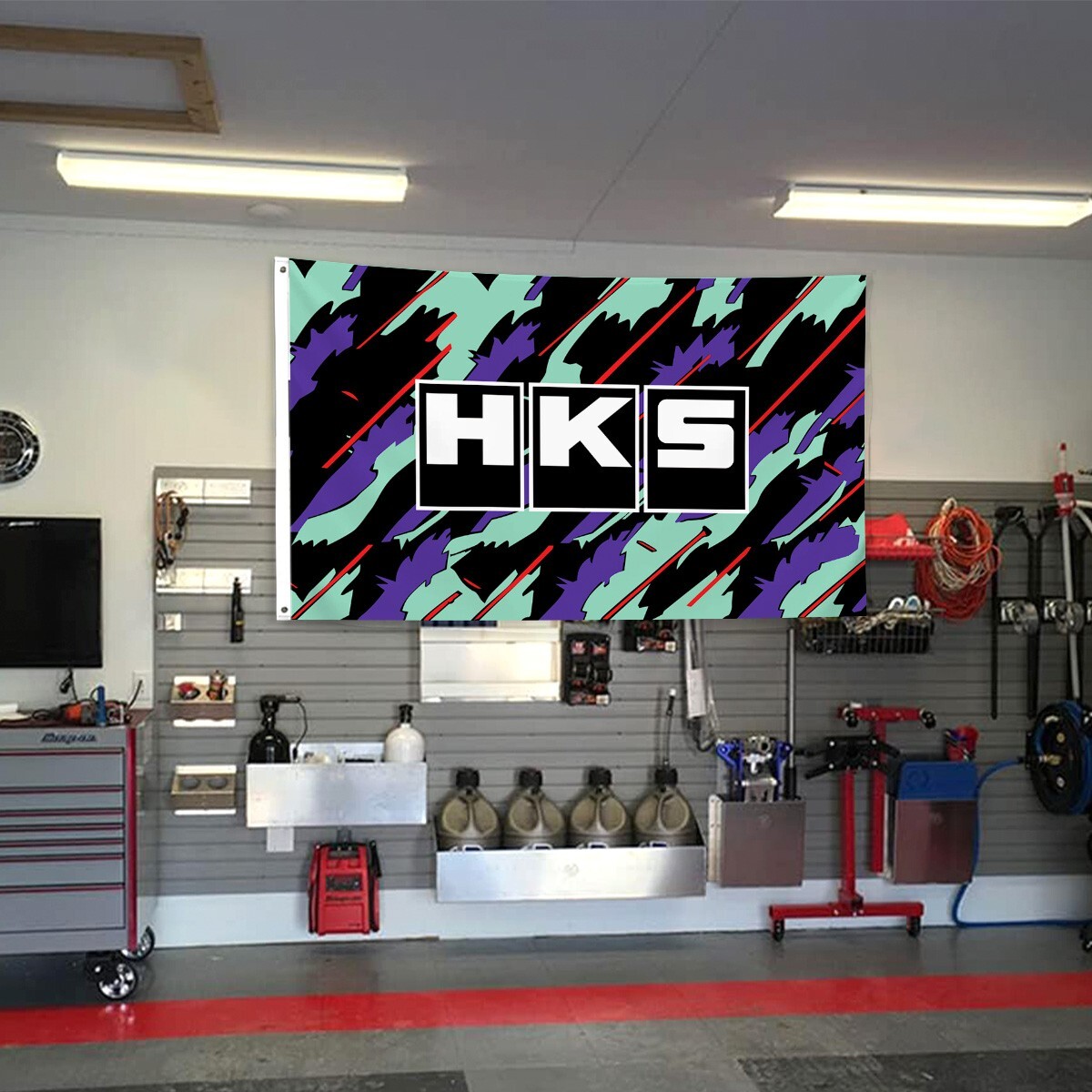 HKS Power 3×5 FT Nobori Banner Flag Sign JDM Performance Car Racing Garage