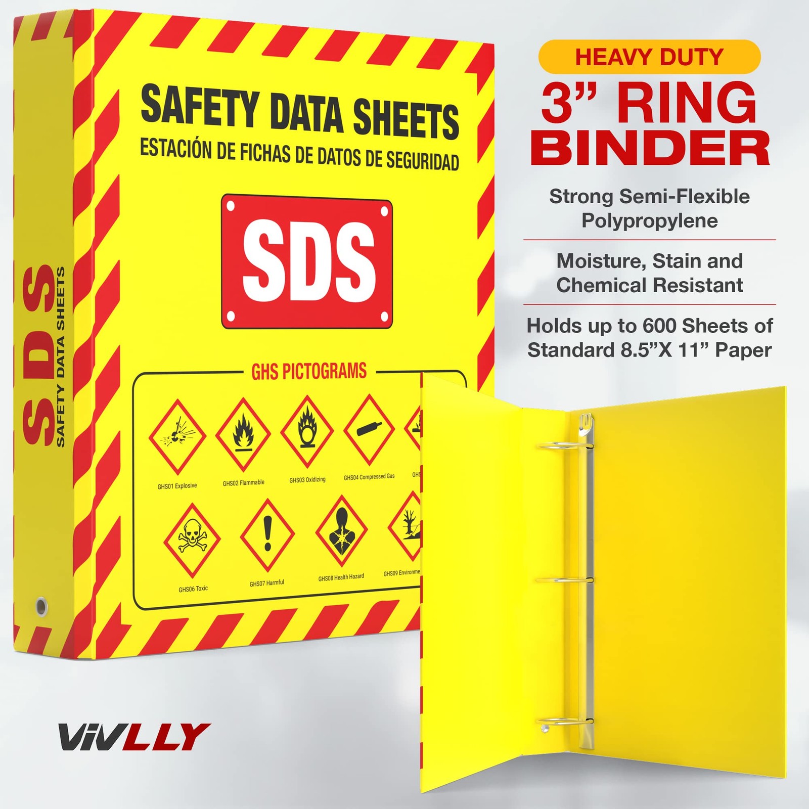 Vivlly Msds Wall Station 3 Sds Binder Wire Rack Osha/Ghs Safety Data Sheet
