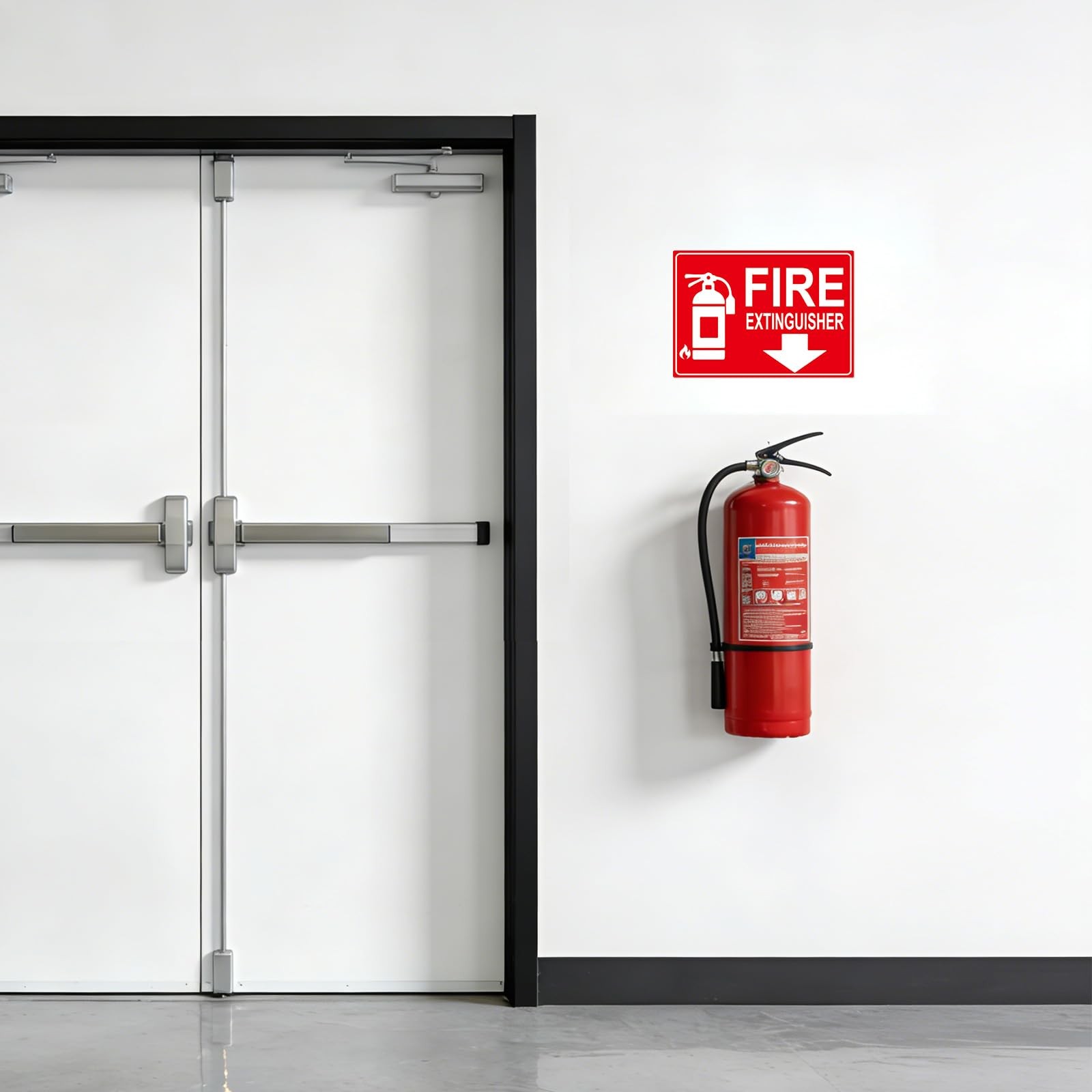 Fire Extinguisher Sign Sticker Glow in The Dark with Arrow 10x 7Inch 2 Pack
