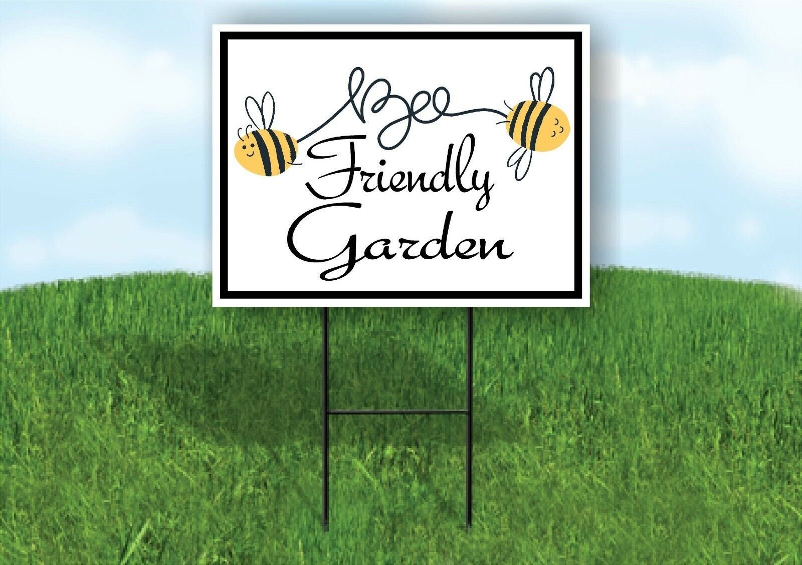 BEE FRIENDLY GARDEN BEES Yard Sign with Stand LAWN SIGN