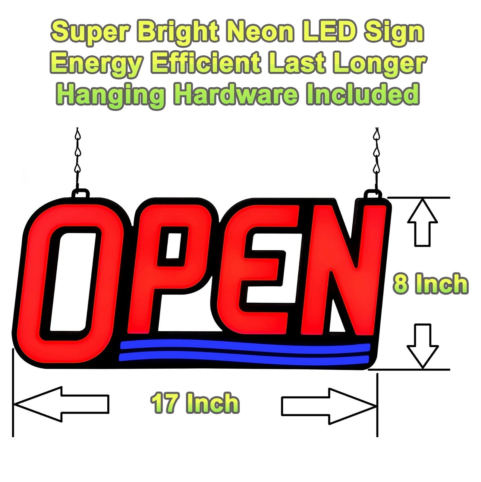 Open Sign LED Neon Ultra Bright Light Business Display for Restaurant Store Shop