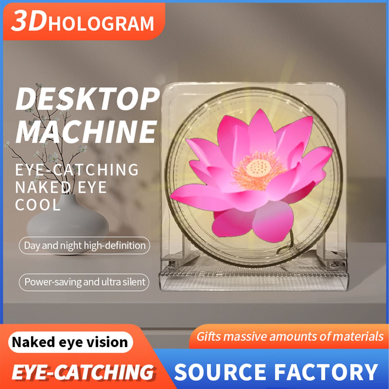 14cm 3D Hologram Fan With Cover Holographic Projector Advertising Display 1 CDUR