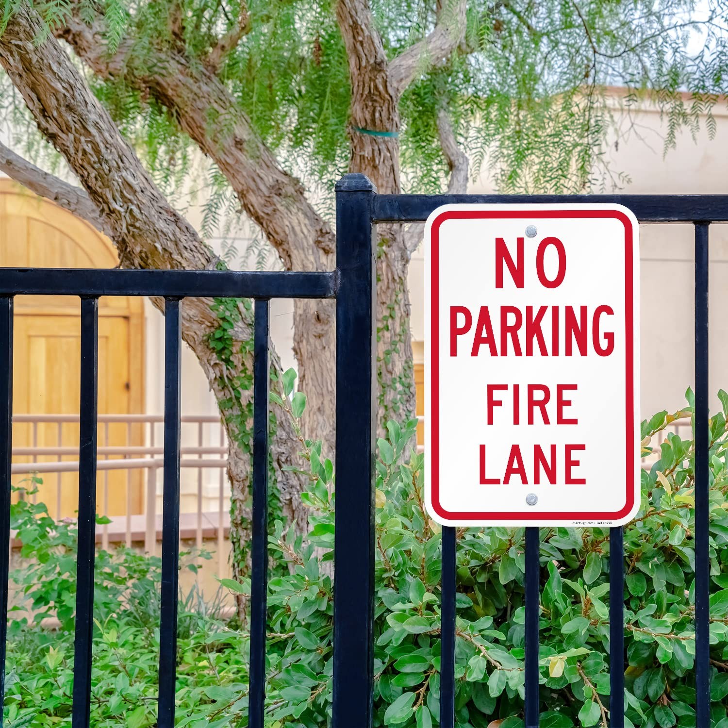 No Parking Fire Lane Sign Heavy Duty Aluminum Weather Resistant 12×18 Inch
