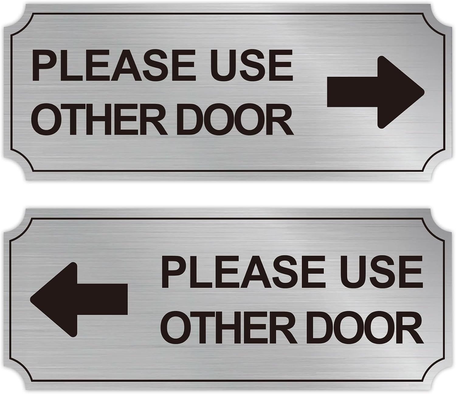 2Pack Use Other Door Sign，Self-Adhesive Weatherproof Brushed Silver Vinyl Please