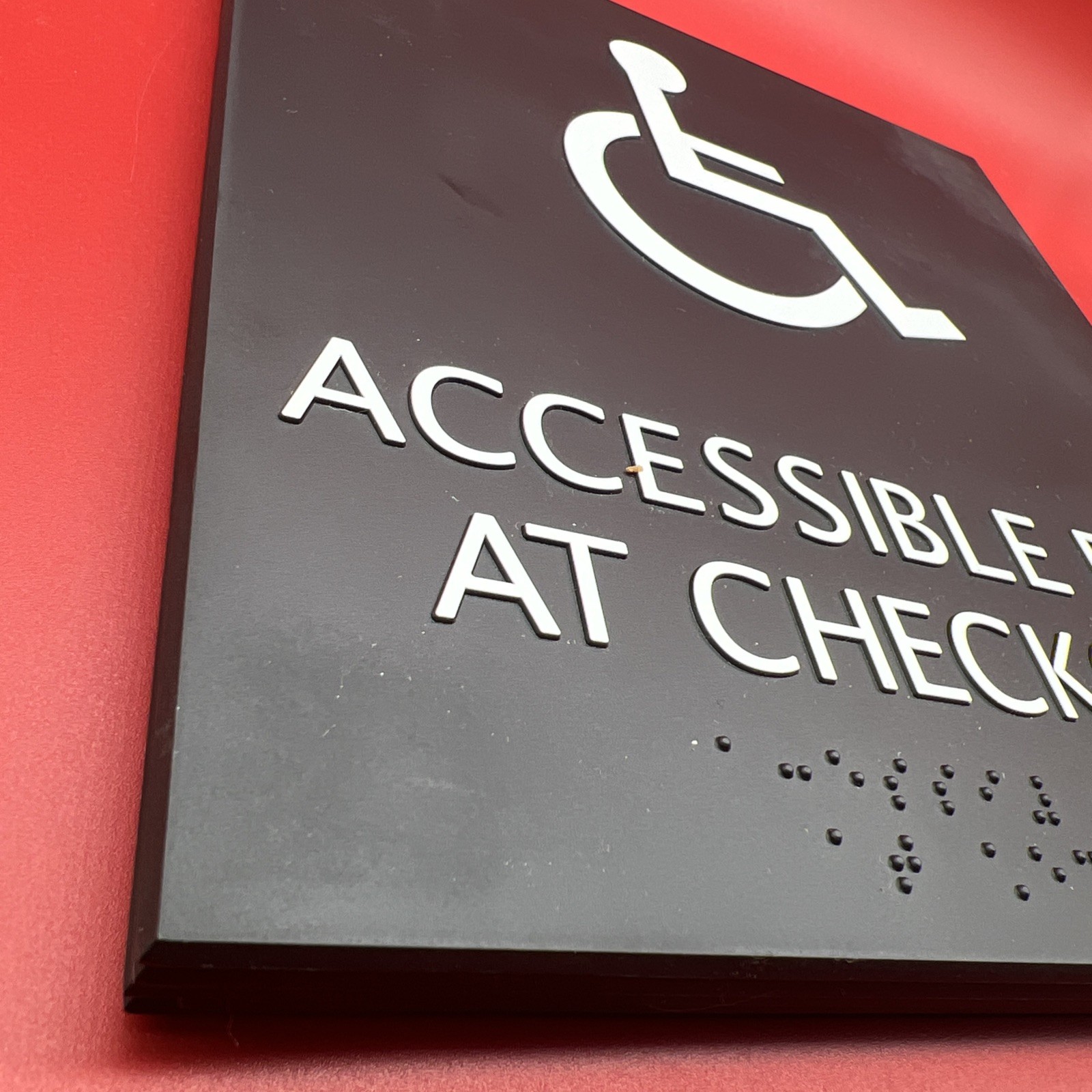 Lot of 5~ Wheelchair Accessible Exit at Checkout Signs w/ Braille Message