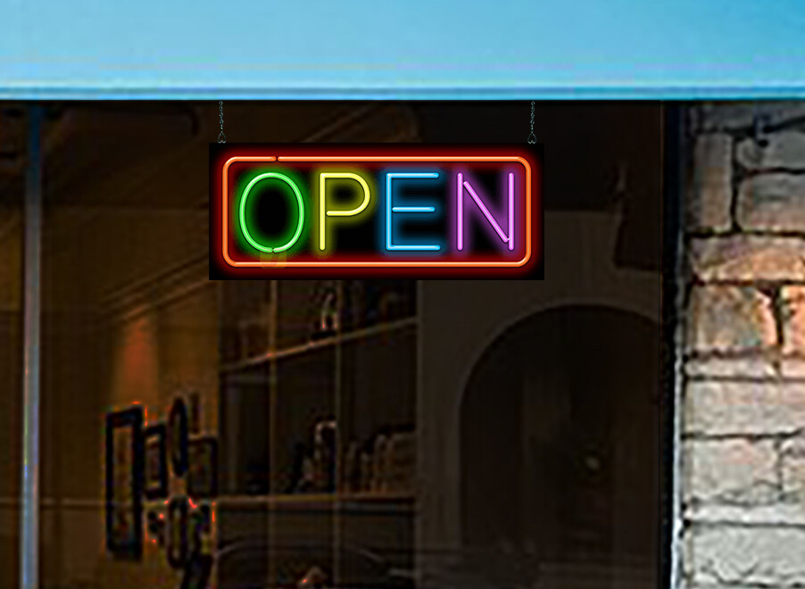 Multi-Color Open Neon Sign Jantec 32″ x 13″ Arcade Toy Shop Sign