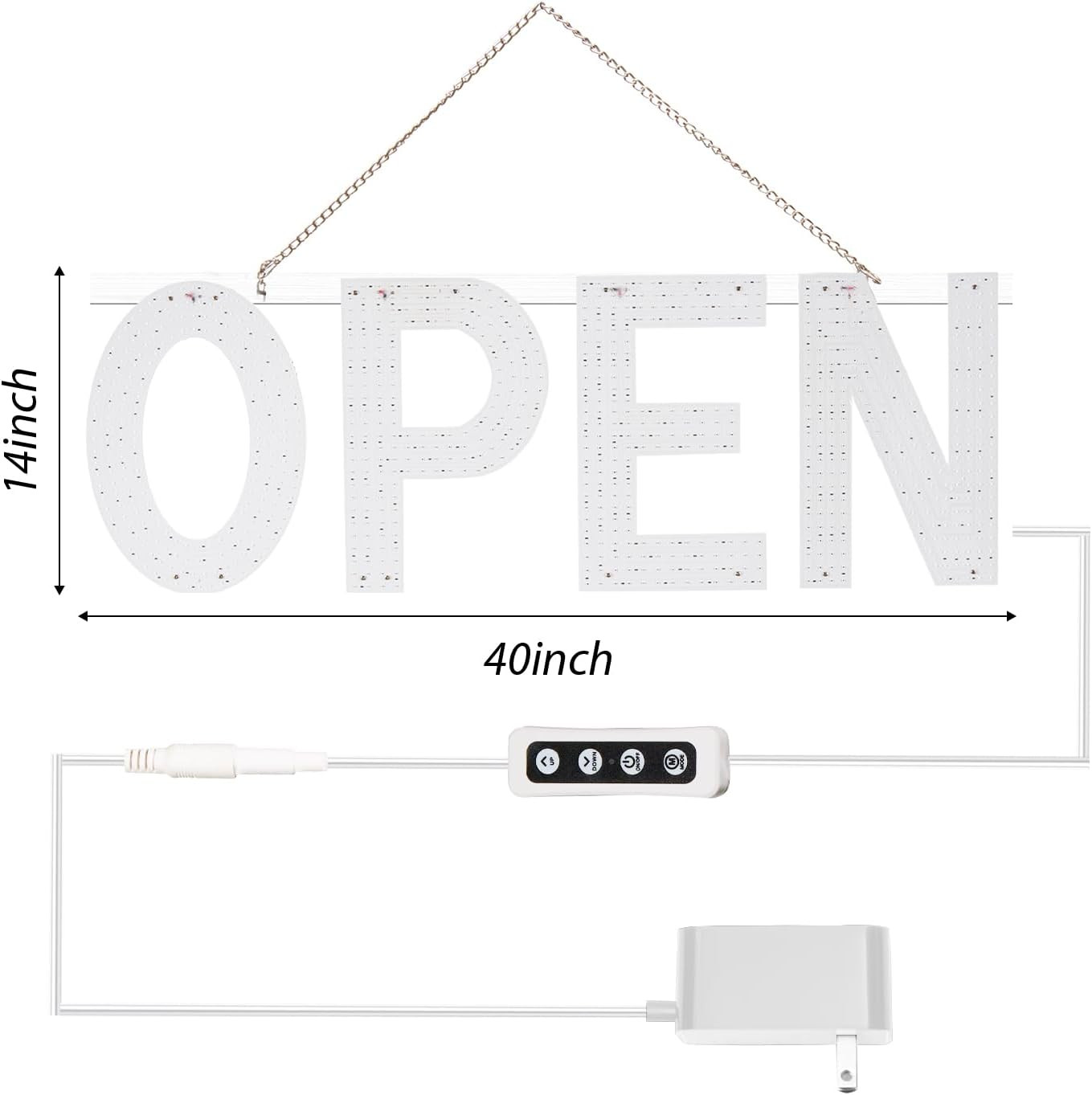LED Open Sign for Business, 40″X14″ Dimmable Brightness Large Electric Light up