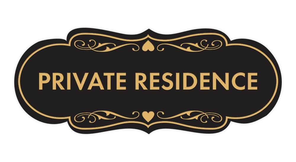 1 Pack Medium Black Gold Designer Private Residence Sign Home Security