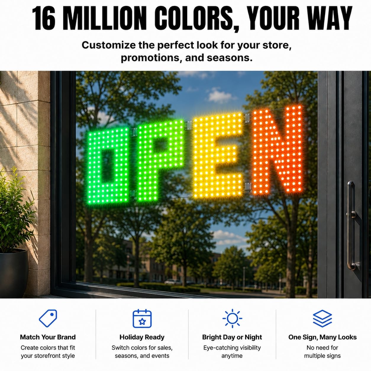 43″ x 14″ Open Sign for Business, Large RGB LED Open Sign with App & Remote C…